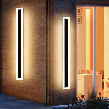 Mikeru 2Pack 57inch Modern Outdoor Exterior Wall Light, 3000k/4500k/6000k 3 Colors Switchable Large Outdoor Fixture Wall Mount, Ip65 Waterproof Modern Long Porch Light, Hardwired (Width: 5.5inch)