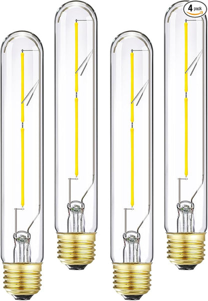 Leools T10 LED Bulb 4W Dimmable E26 Base Tubular Light Bulb 4000K Daylight 40W Equivalent 400lm T9 T8 Bulb for Rustic Pendant, Wall scones Tube Light Desk Lamp Vintage Edison Long Light Bulb,4Pcs