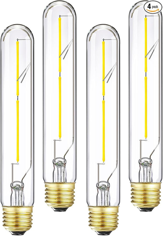 Leools T10 LED Bulb 4W Dimmable E26 Base Tubular Light Bulb 4000K Daylight 40W Equivalent 400lm T9 T8 Bulb for Rustic Pendant, Wall scones Tube Light Desk Lamp Vintage Edison Long Light Bulb,4Pcs