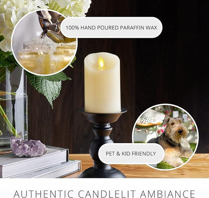 Luminara Flameless LED Battery Operated Ivory Pillar Candle, Flickering Realistic Moving Flame, 3" x 6.5" Real Wax Indoor Home Bathroom Decor Candle