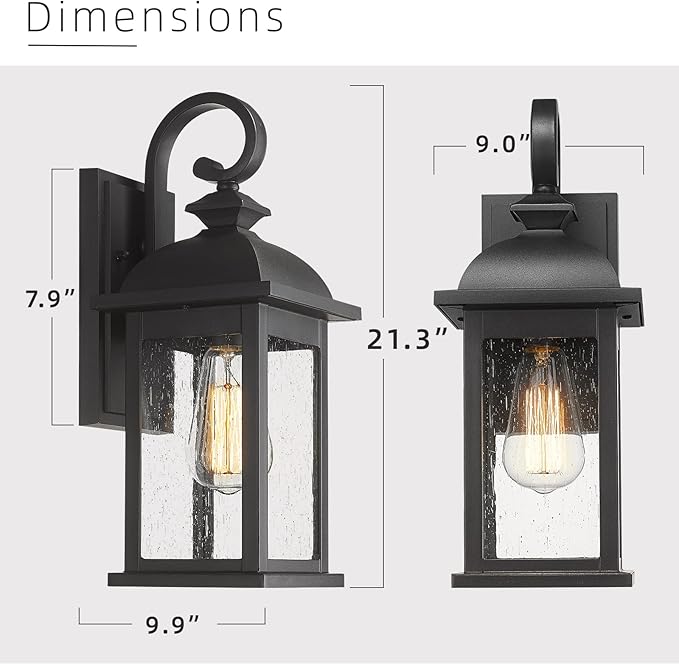 FEMILA Outdoor Wall Sconce, 21" Large Outdoor Wall Lantern Porch Lights for Entryway, Patio, Garage, Doorway, Anti-Rust Waterproof, Matte Black, 4FD54B2 BK