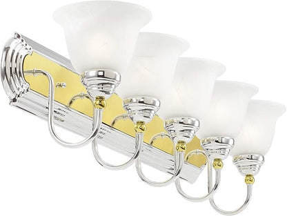 Livex Lighting 1005-52 Belmont 5-Light Bath Light, Chrome and Polished Brass