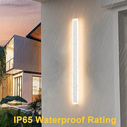 Aipsun Outdoor Lights 2 Pack,Modern Outdoor Wall Light Fixture Long Strip White LED Wall Sconces IP65 Anti Rust Warm Light 3000K Exterior Wall Mount Lights for Entrance, Hallway, Garage, Porch