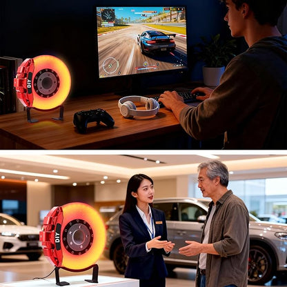 WILLBOND Gifts for Car Guys - Brake Disc LED Rechargeable Night Light Ambient Lamp with Touch Switch - Car Lovers Enthusiast Mechanic Valentines Gift for Him - Patent Pending(Red - Orange Yellow)