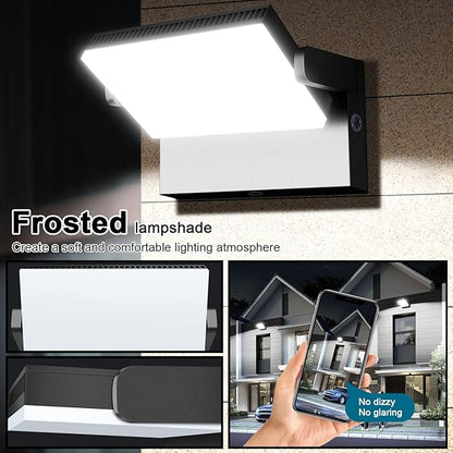 Modern Sleek LED Flood Light, 360° Rotatable 120W Commercial Wall Pack with Dusk to Dawn, 18000LM 5000K Waterproof Outdoor Lighting for Yard, Driveway, Car Lot, Building
