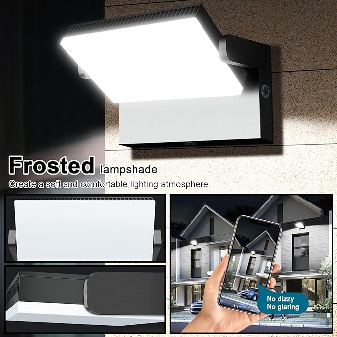 Modern Sleek Flood Lights Outdoor, 120W 5000K Dusk-to-Dawn Photocell with 360° Rotation, 18000LM IP65 Waterproof LED Security Wall Pack for Building,Yard,Driveway (4 Pack)