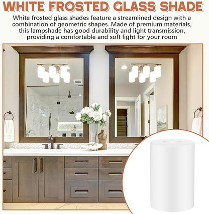 3 Pcs White Frosted Glass Shade Replacements for Pendant Light Fixtures Glass Lamp Shade Cover, 1-5/8 Inch Fitter E26 Base, 4"w x 6"h, Replacement Lamp Globe for Chandelier Wall Sconce