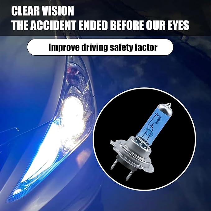 2 PCS H7 Car Halogen Bulb, 12V 100W High-power Stone Car Bulb Low Beam, Universal Automotive Replacement Accessories, Product Compatible with Cars, Trucks, Vans, SUVs, Trailers (White)