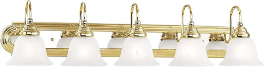 Livex Lighting 1005-25 Belmont 5-Light Bath Light, Polished Brass and Chrome, 36 x 8.5 x 8.5