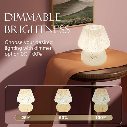 Mushroom Lamp Table Lamp for Bedroom,Desk Bedside Small Lamps for Living Room Night Stands,Mushroom Decor Cute Mini Modern Mid Century Lamps,Unique Aesthetic Home Living Room Decor(White-1)