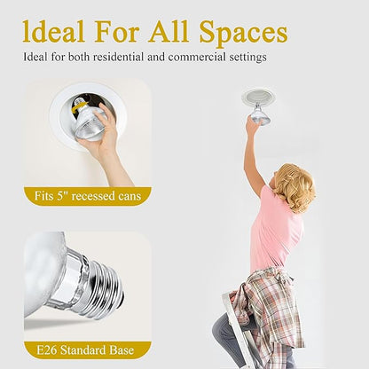 Par30 Short Neck Halogen Flood Light Bulbs, 50W120V 2700K Warm White Dimmable High Brightness, E26 Base, Great for Accent Lighting, Tracking, Recessed Bulb, 6pcs