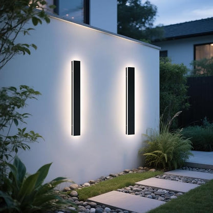 Upgrade Widened 2 Pack 31.4inch Modern Outdoor Wall Sconce, 3 Color 3000K/4500K/6000K, 31W, IP65 Waterproof Long Linear Wall Lights, Minimalist Garage Lamp Lighting for Balcony, Patio, Porch