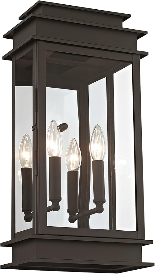 Livex Lighting 2018-07 Princeton Outdoor Wall Lantern,Bronze,19" x 8.3" x 12.2"