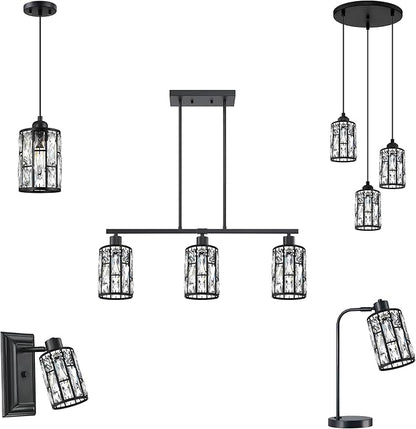 Doraimi Lighting 4 Pack Crystal Metal Pendant Ceiling Chandelier Wall Sconce Lamp Replacement Covers Shade Fixture Black Finish,1.66" Fitter Size,7.1" high*5.3" Diameter