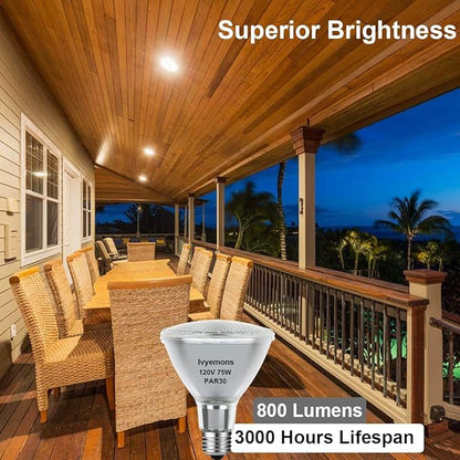 PAR30 Long Neck Halogen 75W 120V - 2 Pack PAR30 75W 120V Flood Bulb Warm White 2800K, PAR 30 Dimmable E26 Base, High Output 800LM 75Watt PAR 30 Halogen Bulb for Tracking Light, Recessed Light