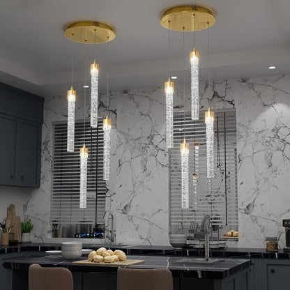 4-Light Pendant Lights Kitchen Island Mini Chandelier,Modern Gold Pendant Light with Remote Control,Teardrop Hanging Light Fixture for Dining Room Hallway
