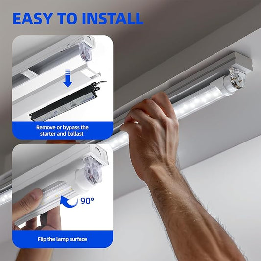 Barrina T8 LED Bulbs 4 Foot Type B, G13, 24W, 3200LM, 6000K Bright Light, Double End Powered, Ballast Bypass, 4 Foot LED Fluorescent Replacement, T8 T10 T12 LED Replacement, Clear Cover, 8 Packs