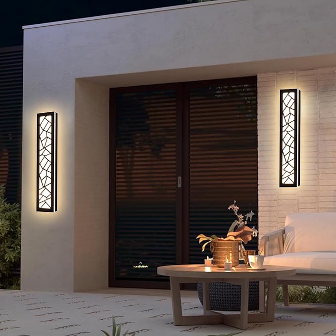 2 Pack LED Outdoor Long Wall Lights,24 inch Outdoor Linear Light for Porch,Dimmable Wall Mounted Light Fixtures,Exterior Long Linear Lighting,Outside Lighting for Patio,House Front Door