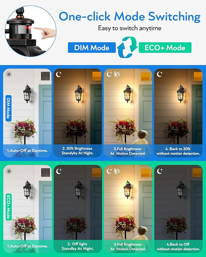 VIANIS 16.4" Outdoor Motion Sensor Light, 2 Pack Vintage ORB Porch Lights Outdoor Lantern, Dusk to Dawn Outside Light Fixtures Wall Mount, Aluminum Exterior Lighting Fixtures for House, Garden, Patio