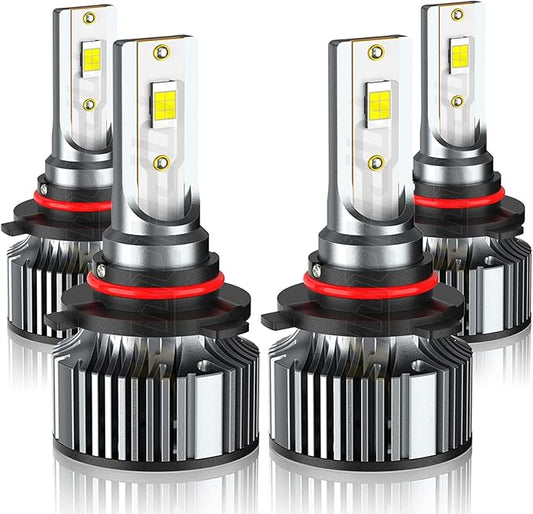 Compatible For Jeep Grand Cherokee High and Low Beams Light Bulbs 1999 2000 2001 2002 2003 2004 2005 2006 2007 2008 2009 2010, 6500K White, 500% Brightness, Plug n Play, for Off-Road Use Only, 4 PCS
