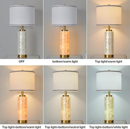 AIDENOEY 26" Modern Art Glass Table & Bedside Lamp, Stepless Dimmable Base + Dimmable 3-Color Light, USB A/C Charging Ports, Touch Control & Switch for Bedroom, Living Room, Office, Study