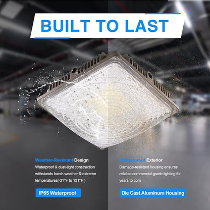 120W LED Canopy Light for Gas Station Light, 18000lm 0-10V Dimmable 5000K LED Canopy Lights, IP65 Waterproof Commercial Canopy Lights for Outdoor Garage Warehouse Shop Carpor UL Listed, 4 Pack