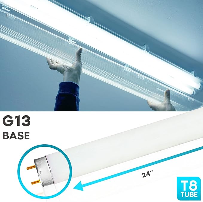 LUXRITE 30-Pack F17T8/865 17W 24 Inch T8 Fluorescent Tube Light Bulb, 6500K Daylight, 1350 Lumens, G13 Medium Bi-Pin Base, LR20755