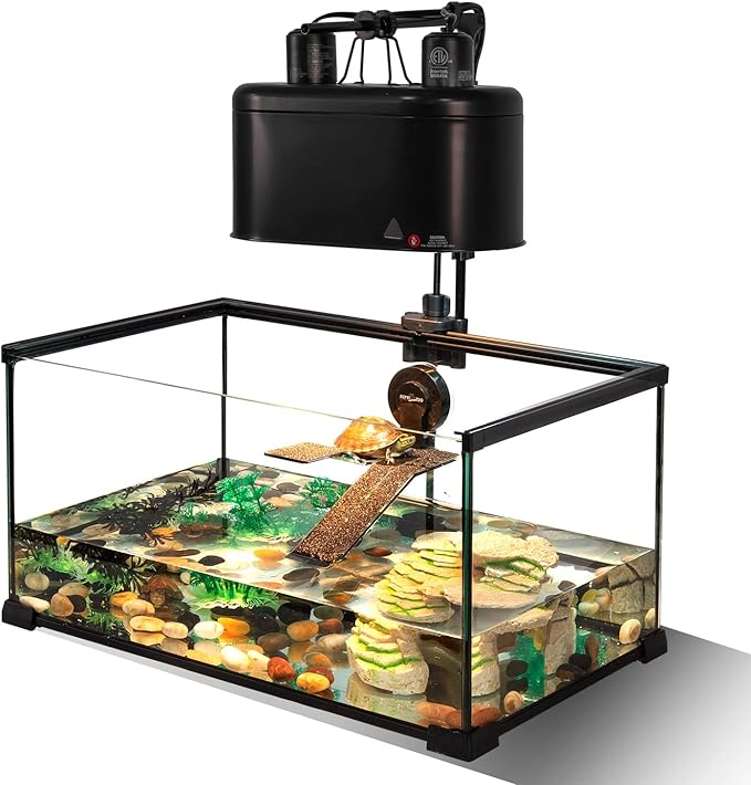 REPTI ZOO Reptile Heat Lamp Reptile Light Fixture Combo Pack, 100W UVA Turtle Basking Spot Lamp Reptile Heat Bulb & 26W UVA UVB Reptile Light Fluorescent UVB Bulb 5.0