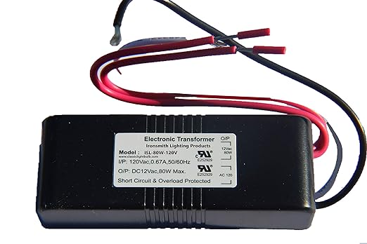Ironsmith Lighting Products 80 Watt Dimmable Halogen Lamp Transformer - 120V Input, 12V Output, Halogen, Xenon, Krypton Type Light Bulbs Support - Short Circuit Protected with Auto Restart