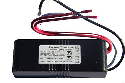 Ironsmith Lighting Products 80 Watt Dimmable Halogen Lamp Transformer - 120V Input, 12V Output, Halogen, Xenon, Krypton Type Light Bulbs Support - Short Circuit Protected with Auto Restart
