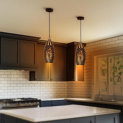 Pendant Light Shade Replacement with 1-5/8" Fitter, Metal Lampshade Height 7.8 in Diameter 4.7 in, Antique Bronze Oval Shaped Cover for Pendant Kitchen Wall Sconce Chandelier Vanity Light 1-Pack