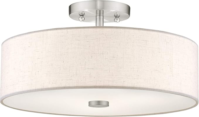 Livex Lighting 52135-91 Meridian 3 Light Brushed Nickel Ceiling Mount