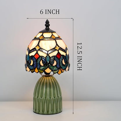 Tiffany Lamp Stained Glass Mushroom Table Lamps 6X6X12.5 Inch Pink Jewelry Baroque Style Small Night Light Ceramic Base Mini Accent Desk Light Suitable for Bedside Table Bedroom Children Room