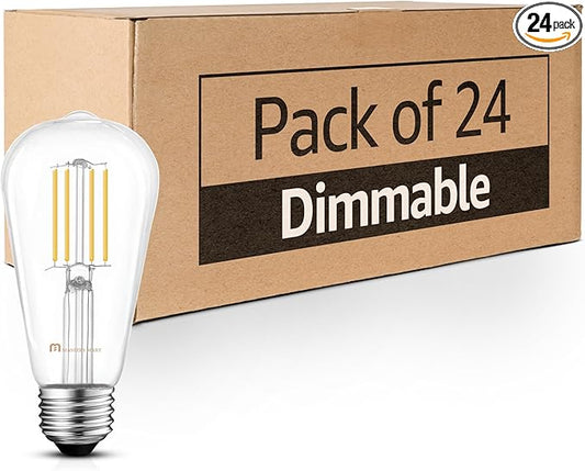MASTERY MART 24 Pack 100 Watt Led Bulb, Edison Bulbs Dimmable Light Bulbs E26, 2700K Soft White Bright 9W 1100LM, ST21/ST64 Vintage Light Bulbs, UL Listed, Clear Glass, Decorative Light Bulb