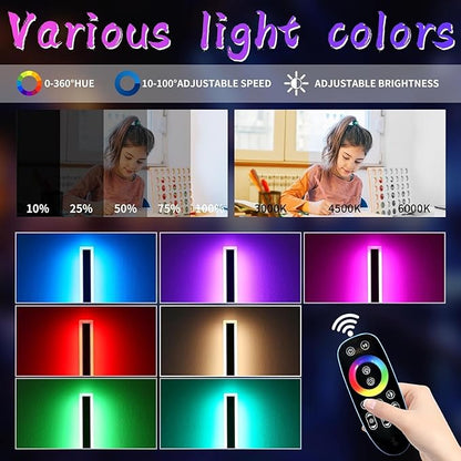 2 Pack Modern Outdoor Wall Lights, 39.3inch RGB LED Wall Sconce, IP65 Waterproof, Multi-Color Dimmable Light Fixture, Wall Mounted Lamps for Porch, Patio, Garage, House, with Remote Control