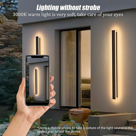 2 Pack 31.5inch Long Outdoor LED Wall Lights 24W Black 3000K Warm White Porch Lights Acrylic Waterproof IP65 Exterior Wall Light Fixtures for House Patio Porch Courtyard