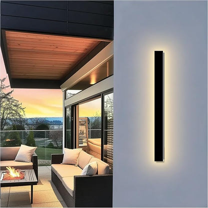 Modern Outdoor Wall Light, 39.4 Inch Linear Outdoor Sconce Lights 3000K LED Exterior Sconce with Junction Box Cover, IP65 Waterproof Long Outside Porch Lights for House Garage