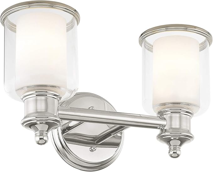 Livex Lighting 40212-35 Transitional Two Light Bath Vanity from Middlebush Collection in Polished Nickel Finish 14.5 x 6.5 x 9