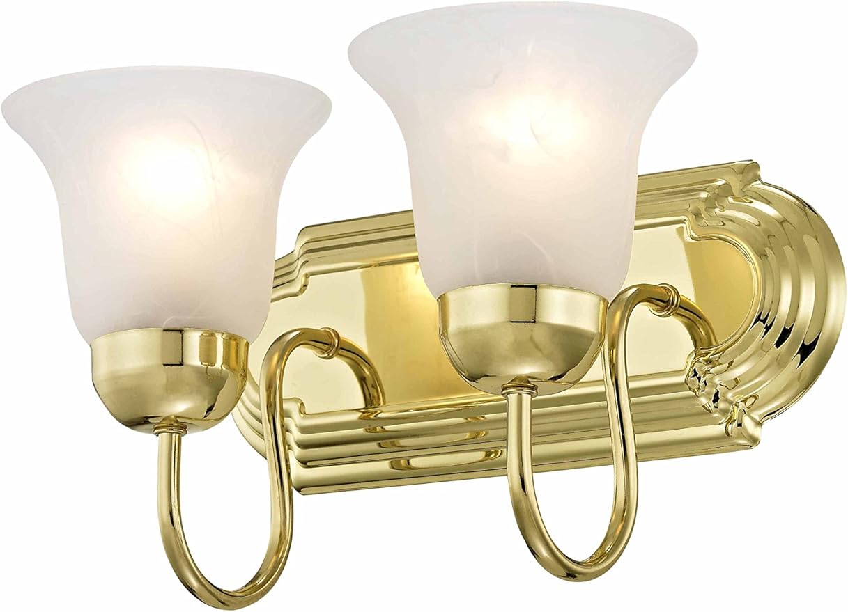 Livex Lighting 1072-02 Riviera 2-Light Bath Light, Polished Brass, 14 x 8 x 8