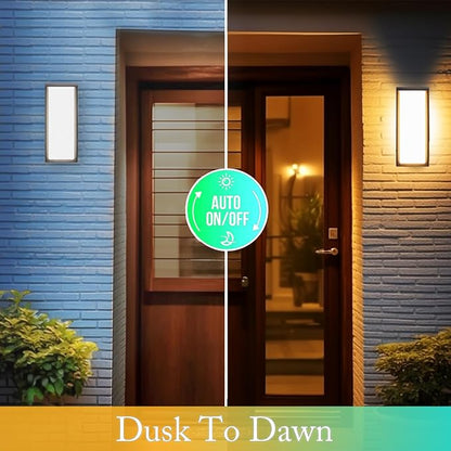 Black 18/20/22W 14in Outdoor Wall Light Fixtures, IP65 Waterproof, 3-Color Temp Adjustable Porch Lights, Modern dawn to dusk Exterior Sconces for House, Front Door, Walkway, Wall Mount,2 Pack