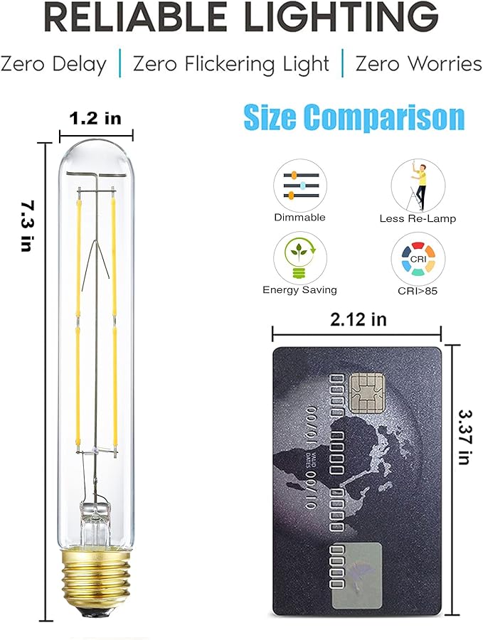 XININSUN T10 LED Bulb 6W Equal E26 LED Bulb 60 Watt dimmable Neutral White 4000K E26 Edison Bulb AC120V 600lm Tubular Light Bulb T9 for Rustic Pendant,Island,Chandeliers,Wall sconces Pack of 4