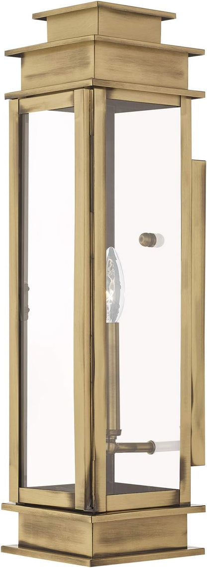 Livex 20207-01 Transitional One Light Outdoor Wall Lantern from Princeton Collection Finish, Antique Brass