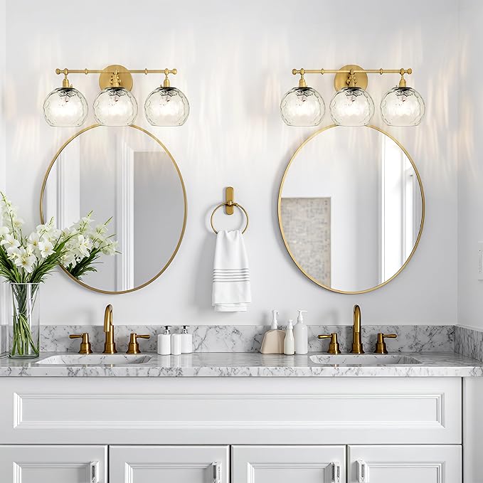 2 Pack Clear Hammered Glass Shade, Globe Glass Shades Replacements Lampshades Covers for light Fixtures with Chandelier Vanity Wall Sconces Pendants