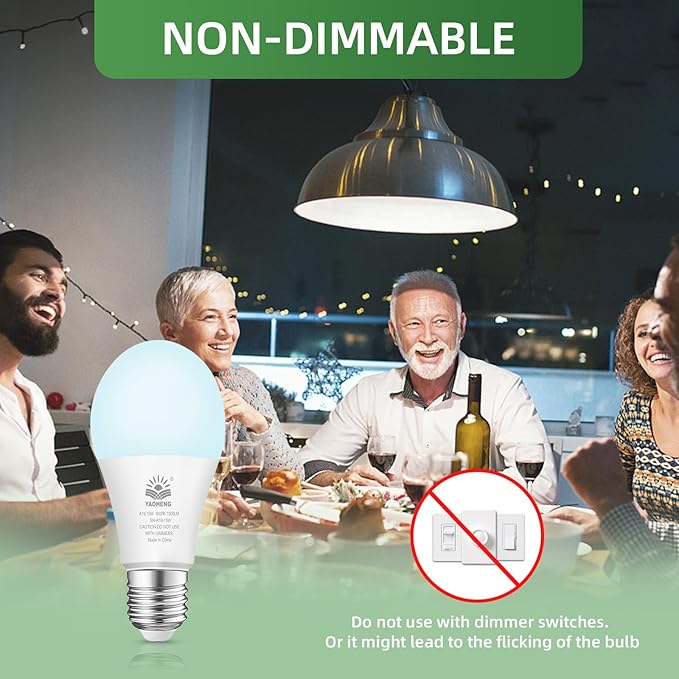 A19 LED Light Bulb, 100 Watt Equivalent LED Bulbs, 5000K Daylight White, 1500 Lumens, Standard E26 Base, Non-Dimmable 15W Super Bright Light Bulbs for Home, Office Lamp, ETL Listed(10-Pack)