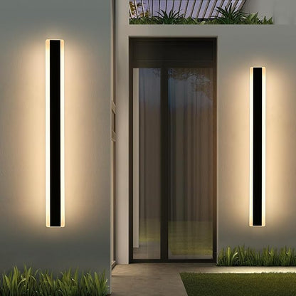 Mikeru 2Pack 57inch Outdoor Wall Light Fixtures, 3000/4500/6000K 3 Color Modern Black Linear Wall Lights Front Porch Light Wall Mounted Led Lighting for Basement, Shop,Garage Non-Dimmable