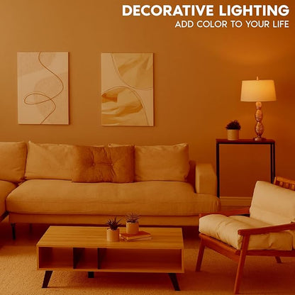 LUXRITE E12 LED Filament Orange Light Bulb, 4.5W (40W Equivalent), Colored Glass Candelabra Bulb, UL Listed, E12 Base, Indoor Outdoor, Porch, Decoration, Party, Holiday, Event, Home Lighting (4 Pack)