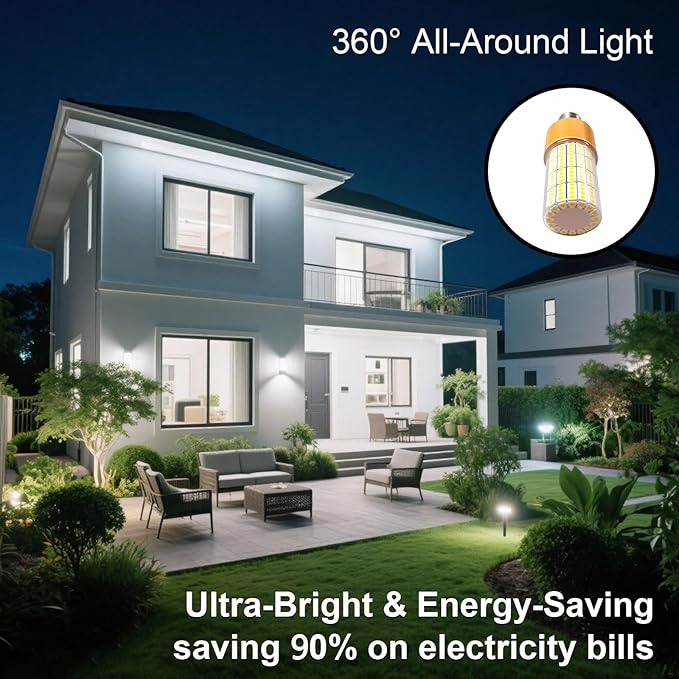 40W LED Corn Light Bulb, 320W Equivalent 5000LM, 5000K Daylight, Waterproof & 90% Energy Saving - E26 Base Corn Cob Light for Home, Garage, Fan (2-Pack)