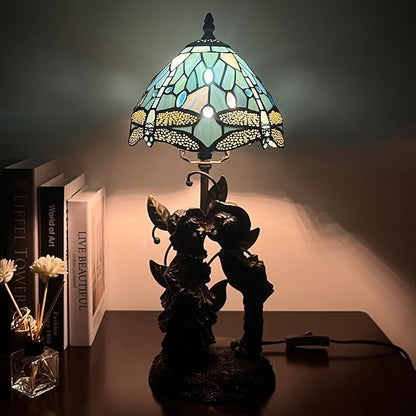 Table Lamp Base Replacement Only, Wide 7 Height 19 Inch, Fit for 8, 10, 12 Inch Tiffany Style Stained Glass Lampshade, Dark Bronze Finish,Resin, Push Switch On Cord(G (W7H19 Inch))