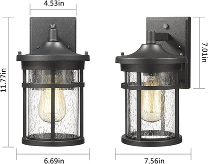Dusk to Dawn Outdoor Wall Lighting Outdoor Wall Lantern with Sensor Exterior Wall Light Anti-Rust Porch Light Fixtures Wall Mount Waterproof Wall Sconce with Seeded Glass for House Patio Garage