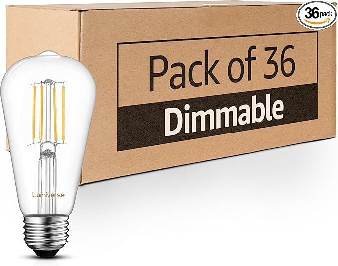 Lumiverse 36 Pack ST21 Led Vintage Edison Light Bulbs, 2700K Soft White, Clear Glass Antique Decorative Filament Bulb with 95+ CRI, E26 led Bulb 60W, 500LM, Non-Dimmable, 5.5W [60W Equivalent]